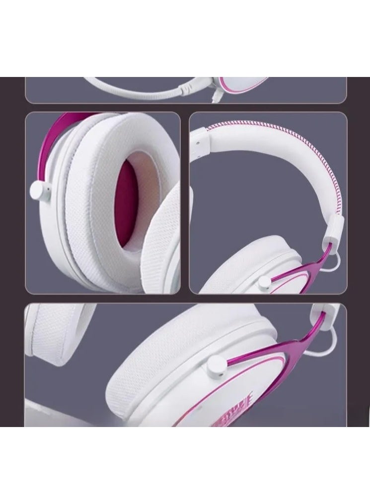 بينجل سماعة ألعاب ليفياثان، منفذ USB من النوع C / USB - صوت محيطي افتراضي 7.1 - ميكروفون قابل للفصل بخاصية إلغاء الضوضاء - وحدة تشغيل ديناميكية 53 مم - وسادات أذن مريحة وجيدة التهوية - متوافقة مع الهواتف المحمولة، وأجهزة الكمبيوتر، وأجهزة Xbox، وPS 4/5 | أبيض/وردي - Image 5